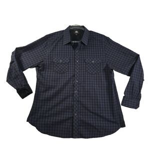 Rock & Republic Button Front Shirt Men's Size XL Buffalo Check Button Pockets